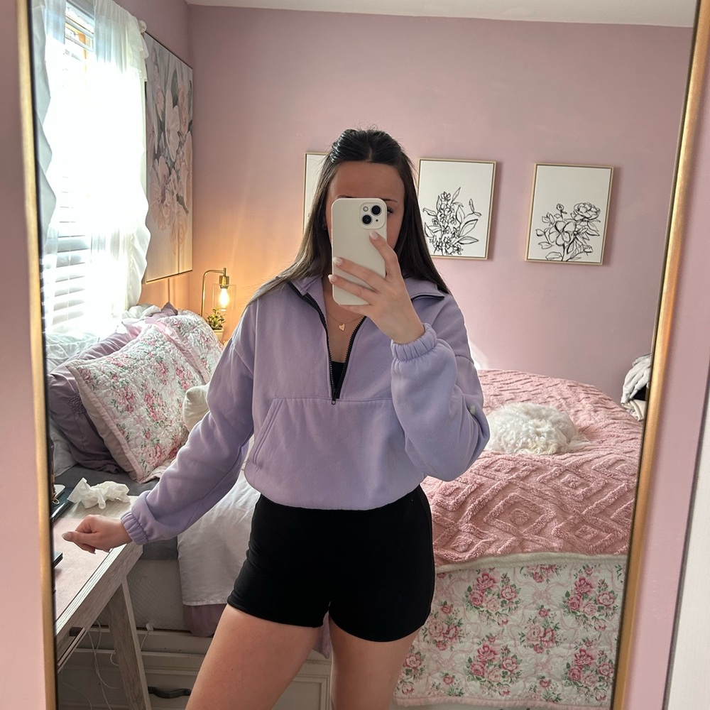 Amazon Women's Lavender Quarter-Zip Sweatshirt